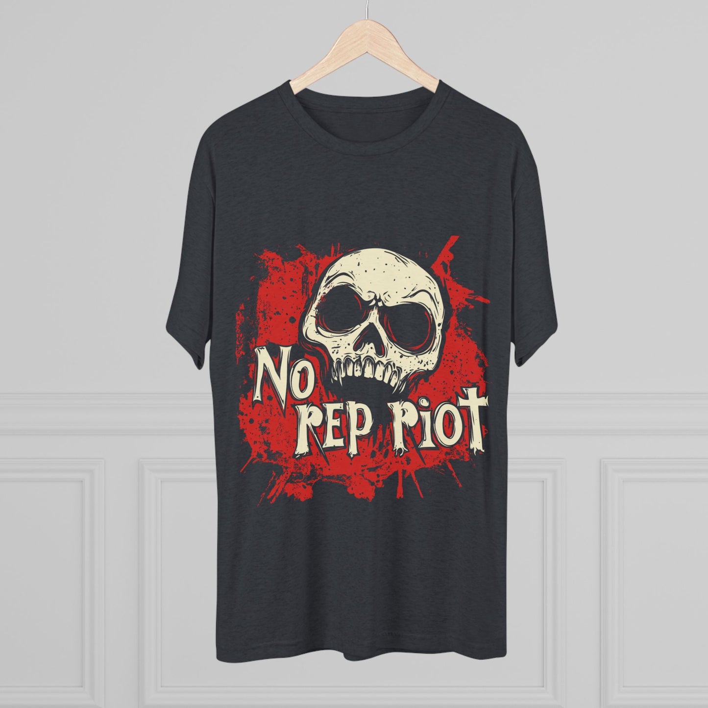 Vintage Navy Vampire Skull Gym Tee – No Rep Riot | Hardcore Fitness Shirt