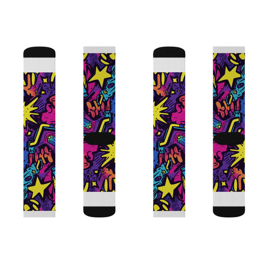Neon Retro Graffiti | No Rep Riot Socks