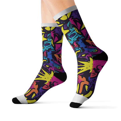 Neon Retro Graffiti | No Rep Riot Socks